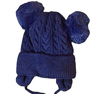 Winter Hat with Earflaps for Baby New Thick Warm Lining Skull Cap Cable Knit
